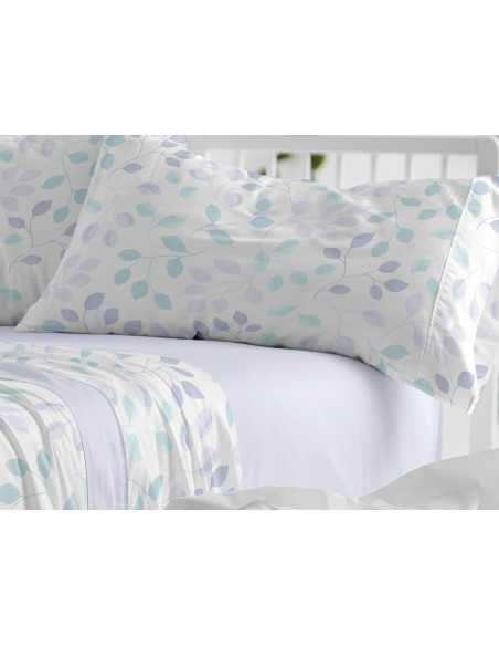 Lençóis Burrito Branco Fermina Azul | Folhas design único | Revitex