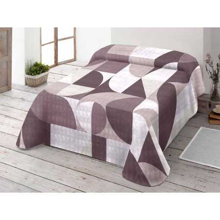 Manta Terciopelo Mady Beige | Manta estampada cama | Revitex online