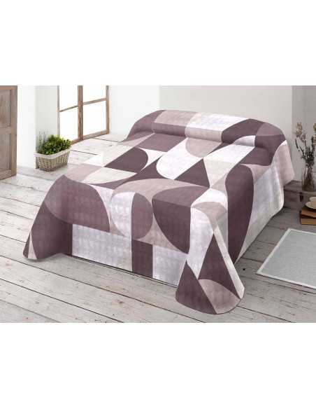 Manta de veludo Mady bege| Cobertor de cama estampado | Revitex