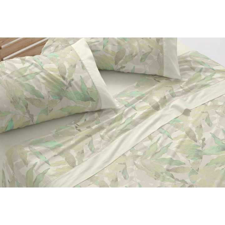 Lençóis Burrito Branco Tabita Verde| Folhas design exclusivo