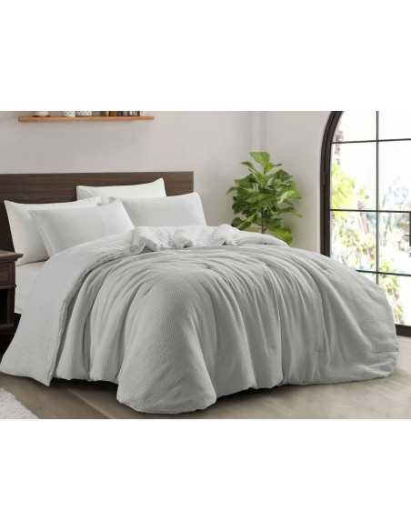 Edredón nido de abeja y borreguito Nina gris | Edredones invierno