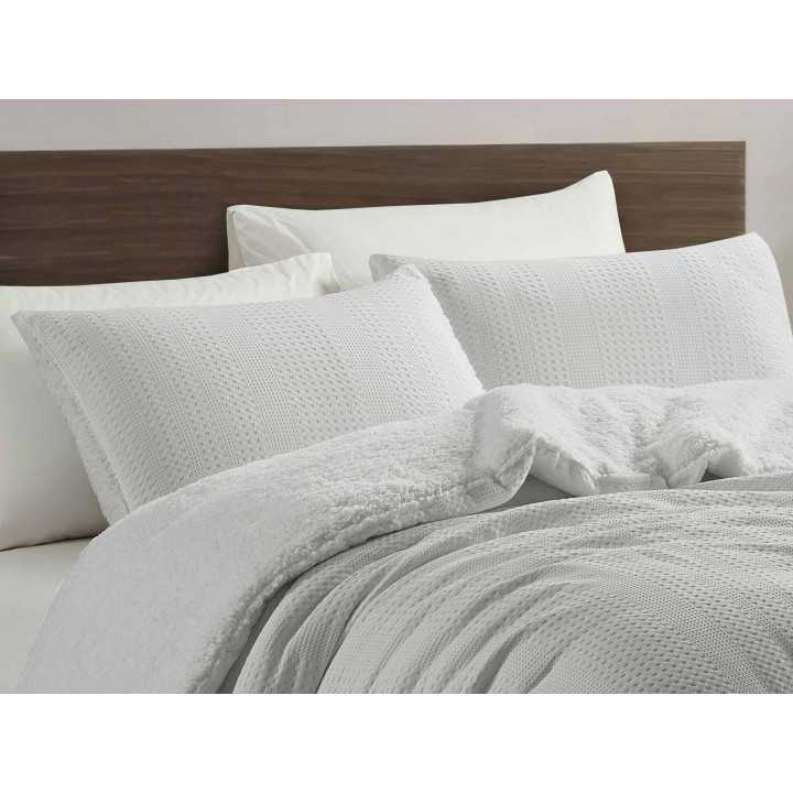 Edredón nido de abeja y borreguito Nina gris | Edredones invierno