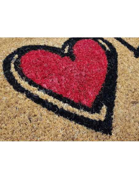 Capacho de coco Home Vermelho | Tapete de entrada de borracha