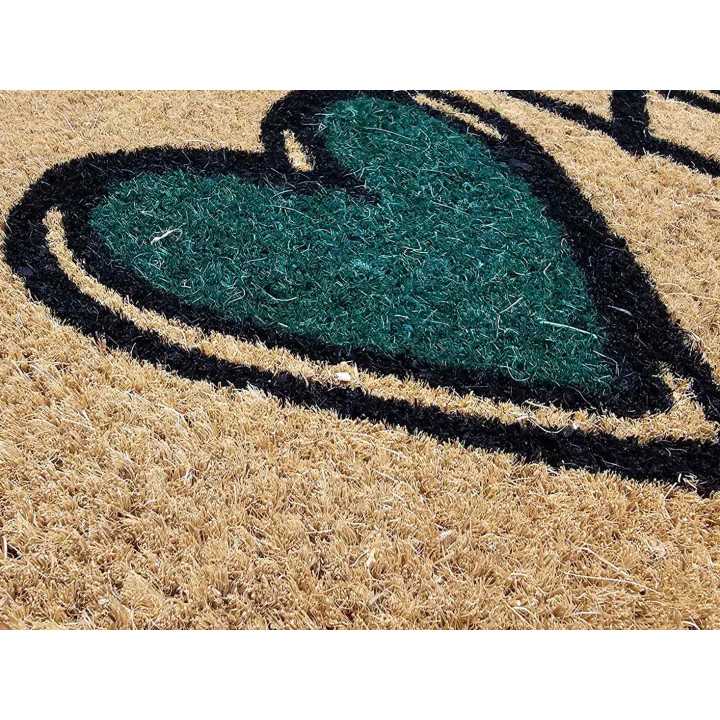 Capacho de coco Home Verde | Tapete de entrada de borracha para casa