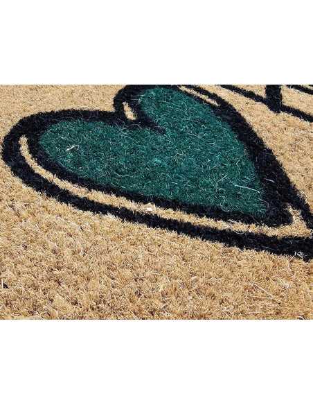 Capacho de coco Home Verde | Tapete de entrada de borracha para casa