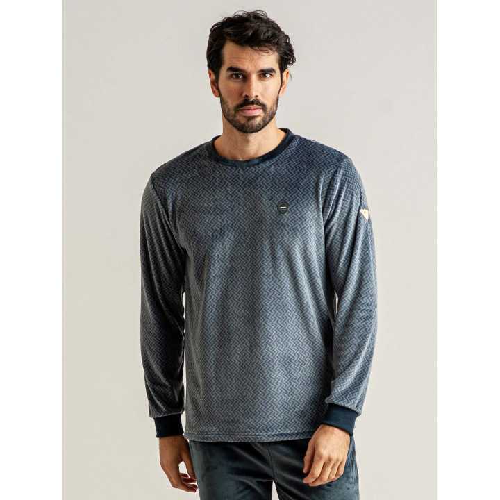 Pijama Privata Terciopelo Alfie | Pijama Hombre Invierno| Revitex