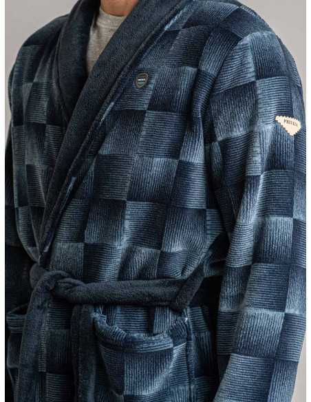 Roupão masculino Coralina Geo| Robe de inverno masculino | Revitex