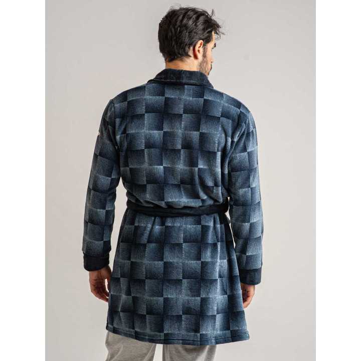 Roupão masculino Coralina Geo| Robe de inverno masculino | Revitex