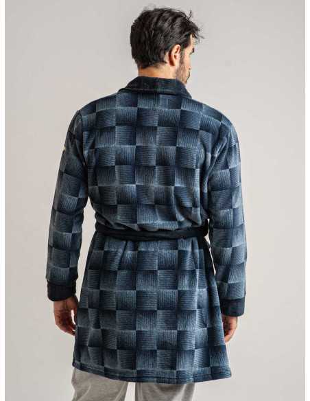 Roupão masculino Coralina Geo| Robe de inverno masculino | Revitex