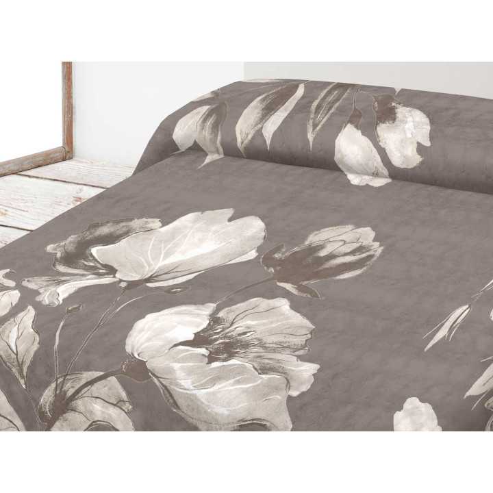 Manta de veludo Saida Marrom | Cobertor de cama estampado | Revitex