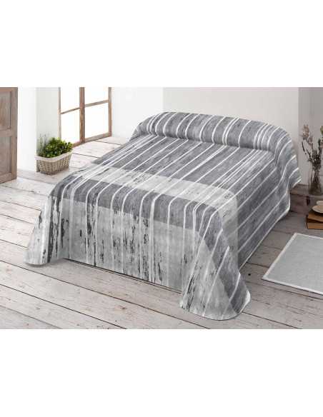 Manta Terciopelo Selina Gris | Manta estampada cama | Revitex