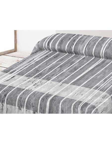 Manta Terciopelo Selina Gris | Manta estampada cama | Revitex