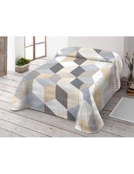 Manta Terciopelo Serva Beige | Manta estampada cama | Revitex