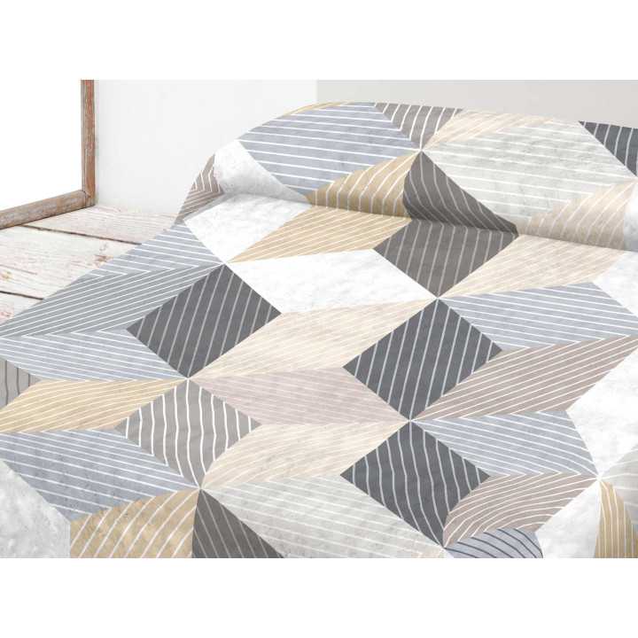 Manta Terciopelo Serva Beige | Manta estampada cama | Revitex