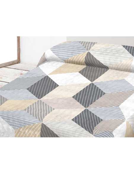 Manta de veludo Serva Bege | Cobertor de cama estampado | Revitex