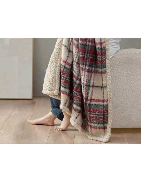 Manta plaid cuadros y borreguito Leñador | Mantas dormitorio o salón.