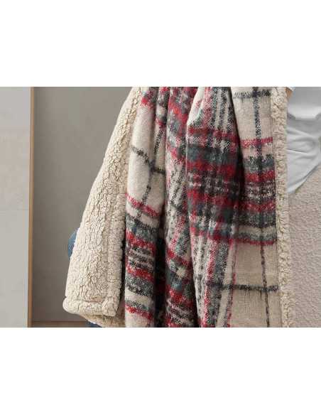 Manta plaid cuadros y borreguito Leñador | Mantas dormitorio o salón.