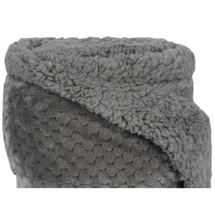 Manta Piel y Borreguito Diamante Gris | Plaid para sofá | Revitex