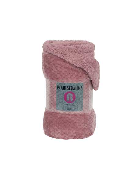 Manta Piel y Borreguito Diamante Rosa | Plaid para sofá | Revitex