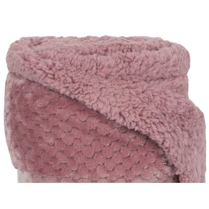Manta Piel y Borreguito Diamante Rosa | Plaid para sofá | Revitex