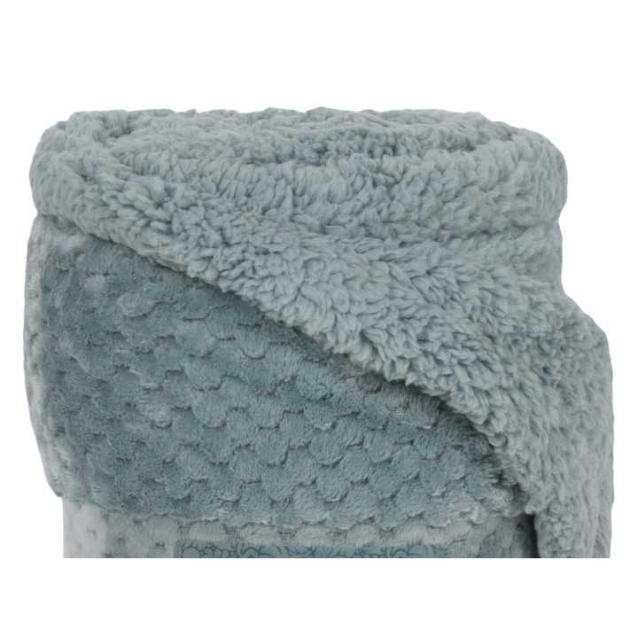 Manta Piel y Borreguito Diamante Verde | Plaid para sofá | Revitex