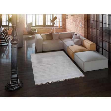 Alfombra Eco-Dhurrie Plata | Alfombra salón o dormitorio