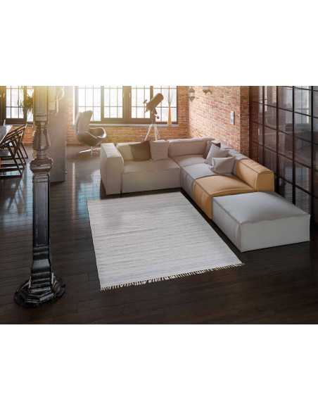 Tapete Eco-Dhurrie Prata | Tapete para sala ou quarto com desconto