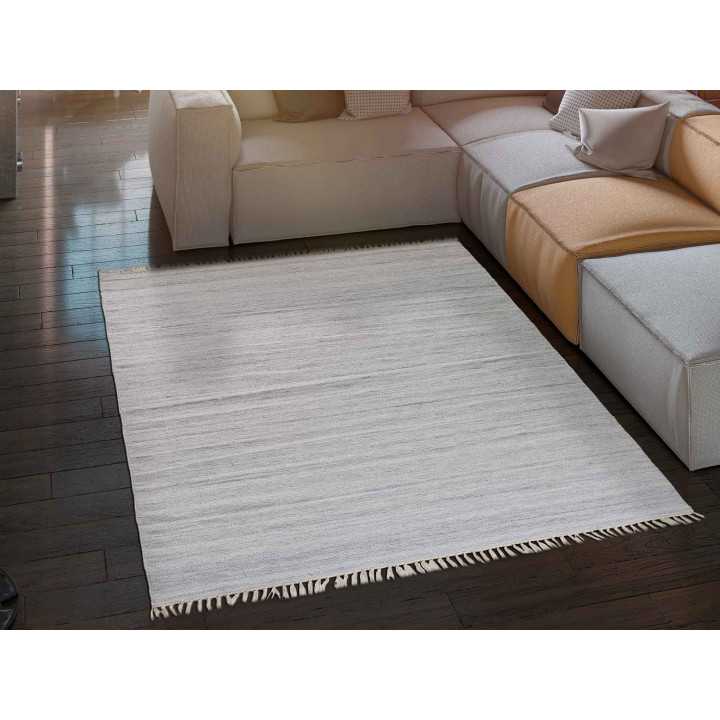 Alfombra Eco-Dhurrie Plata | Alfombra salón o dormitorio