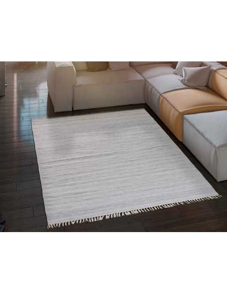 Alfombra Eco-Dhurrie Plata | Alfombra salón o dormitorio