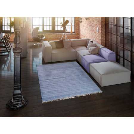 Tapete Eco-Dhurrie Azul | Tapete para sala ou quarto com desconto