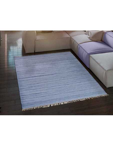 Alfombra Eco-Dhurrie Azul | Alfombra salón o dormitorio