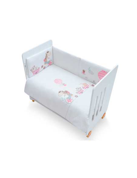 Funda Nórdica con Relleno y Protector Jirafa Rosa | Ropa cuna | Revitex