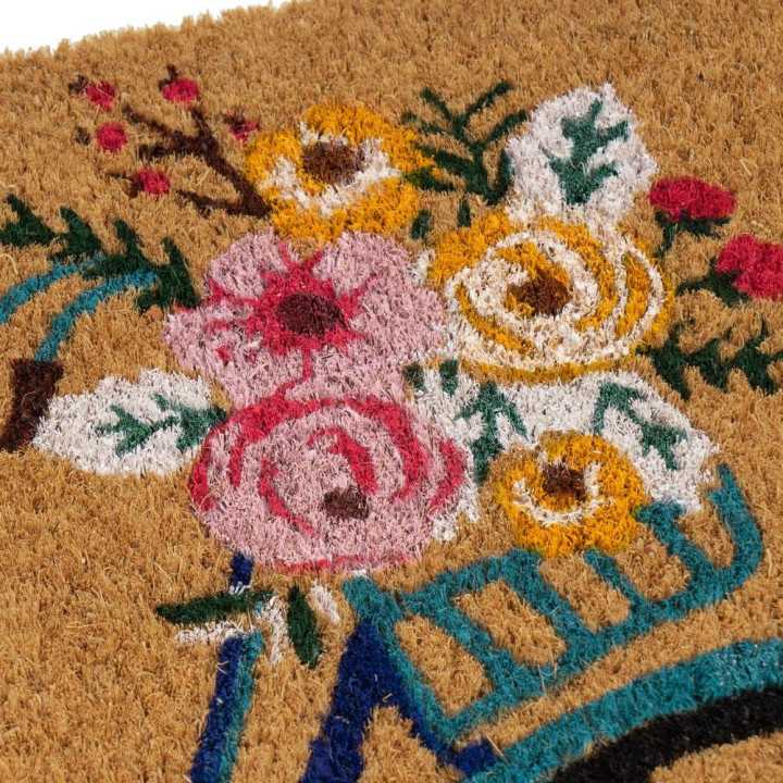 Capacho de coco Bicicleta | Tapete de entrada de borracha para casa