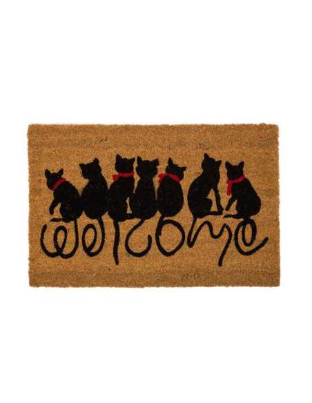 Capacho de coco Cats | Tapete de entrada de borracha para casa