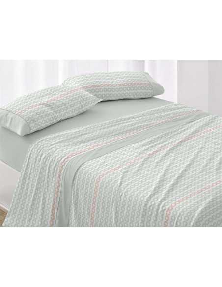 Juego sábanas Odeta verde | Sábanas de Burrito Blanco