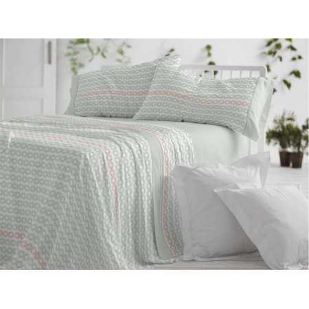 Jogo de lençóis verdes Odeta | Folhas de Burrito Branco 2