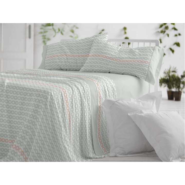 Juego sábanas Odeta verde | Sábanas de Burrito Blanco