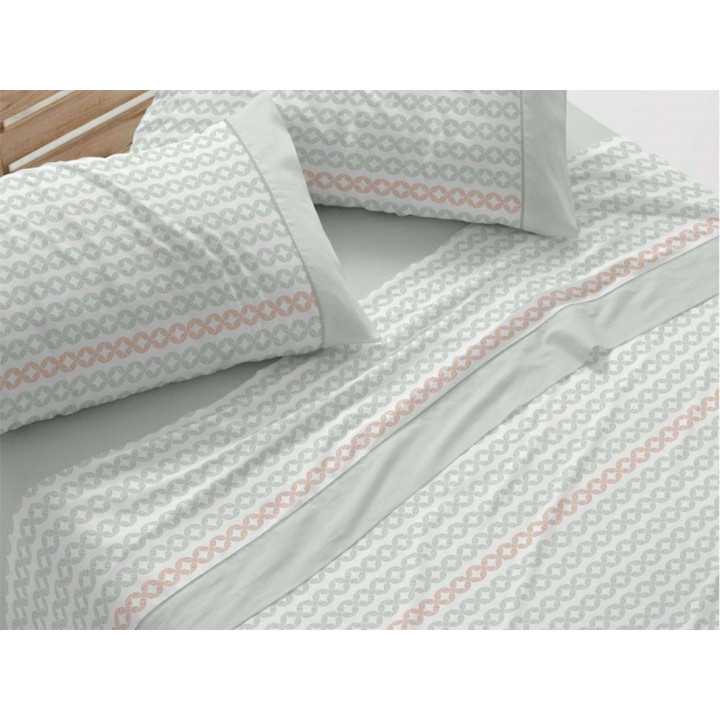 Jogo de lençóis verdes Odeta | Folhas de Burrito Branco