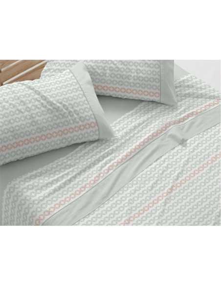 Jogo de lençóis verdes Odeta | Folhas de Burrito Branco