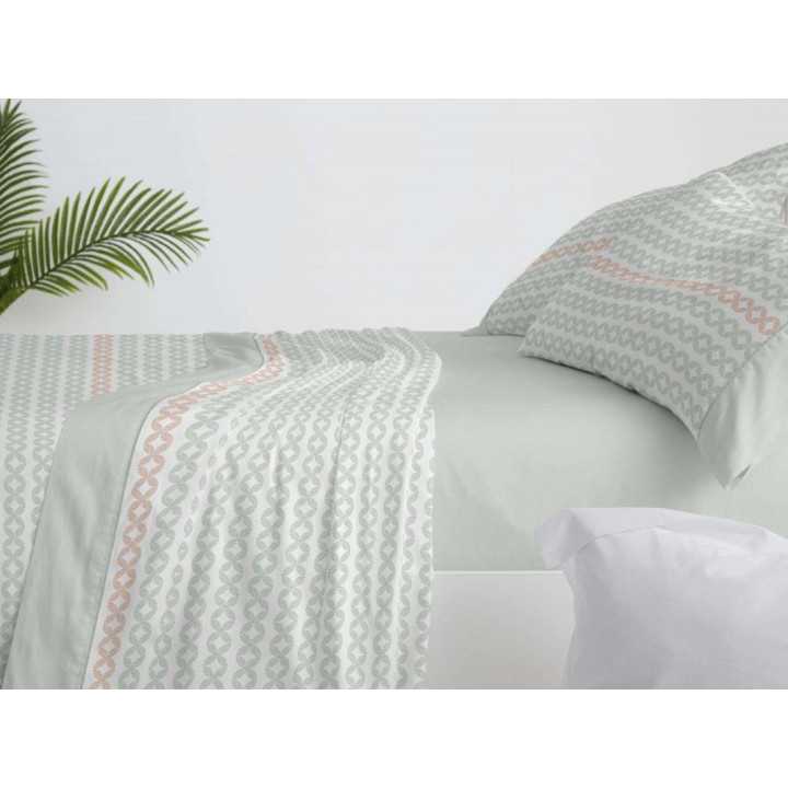 Jogo de lençóis verdes Odeta | Folhas de Burrito Branco