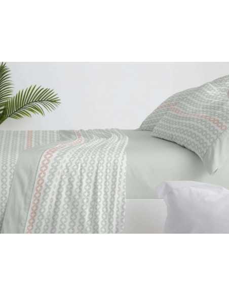 Jogo de lençóis verdes Odeta | Folhas de Burrito Branco