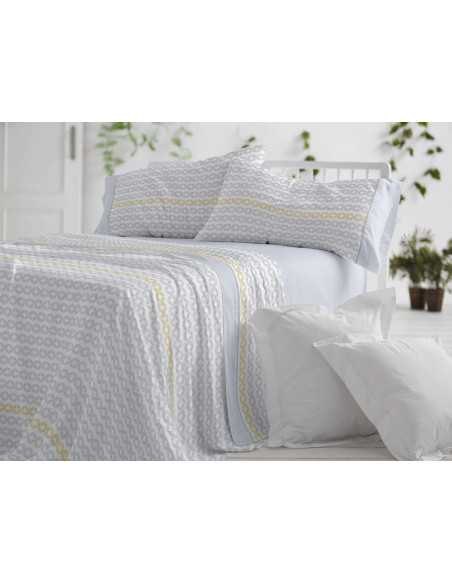 Jogo de lençóis azul Odeta | Folhas de Burrito Branco