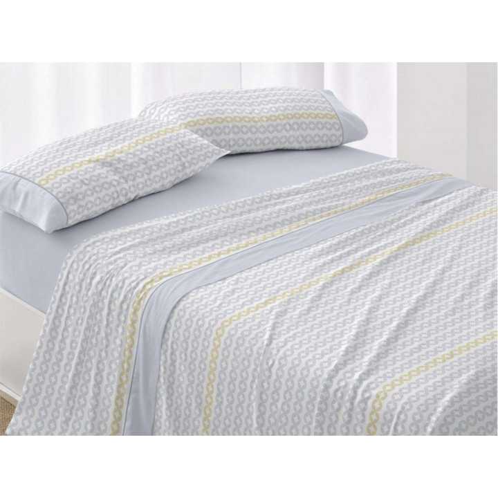 Juego sábanas Odeta azul | Sábanas de Burrito Blanco