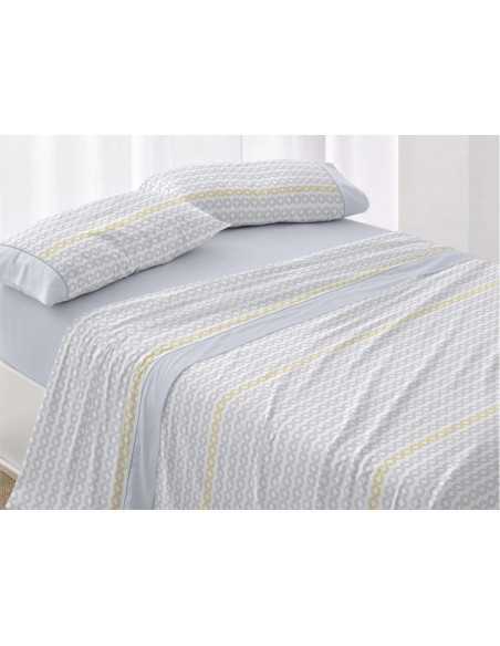 Jogo de lençóis azul Odeta | Folhas de Burrito Branco