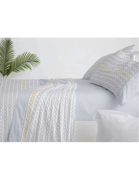 Jogo de lençóis azul Odeta | Folhas de Burrito Branco