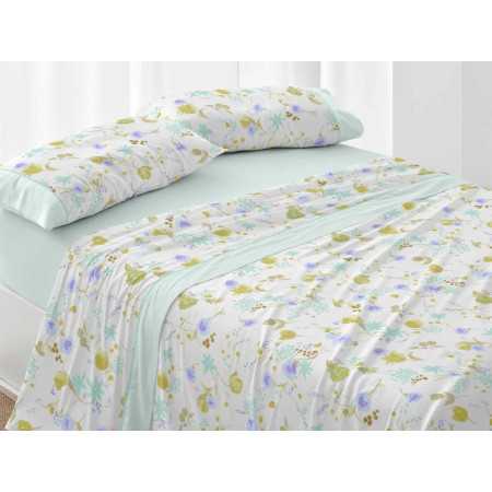 Juego sábanas Omara verde | Sábanas de Burrito Blanco