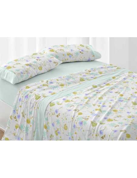 Jogo de lençóis verdes Omara| Folhas de Burrito Branco