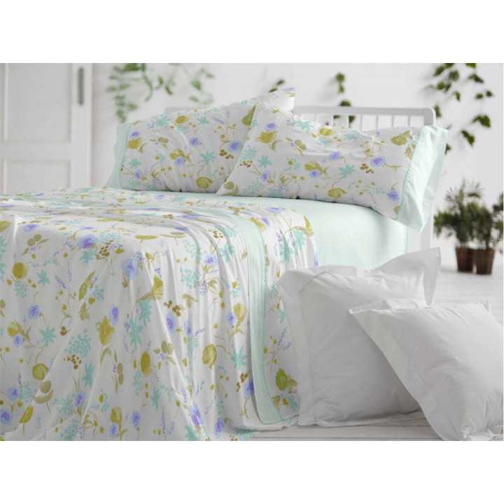 Jogo de lençóis verdes Omara| Folhas de Burrito Branco