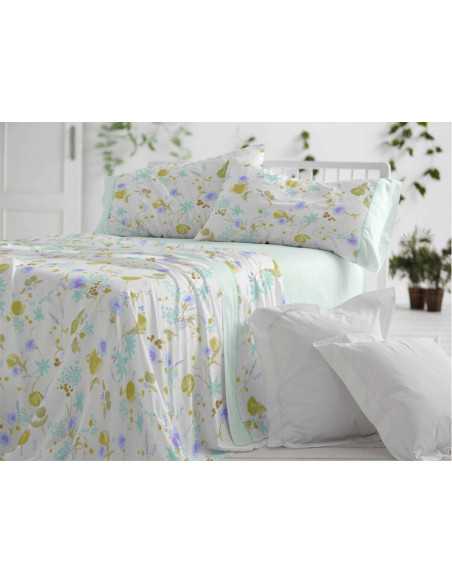 Juego sábanas Omara verde | Sábanas de Burrito Blanco