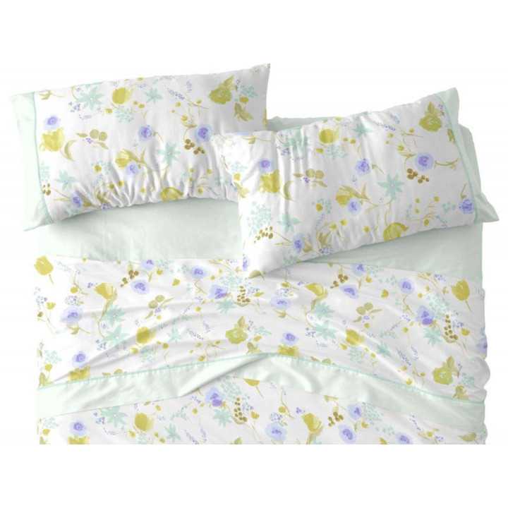 Jogo de lençóis verdes Omara| Folhas de Burrito Branco